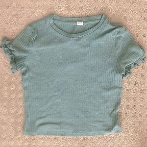 Teal Ribbed Knit Tee
